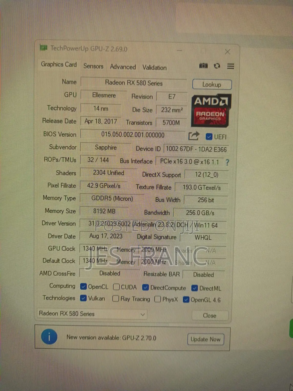 Amd Radeon Rx 580 8gb Graphics Card - Tested Ready for 1080p Gaming