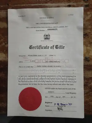 One Acre of Land in Thome Rumuruti With a Title Deed