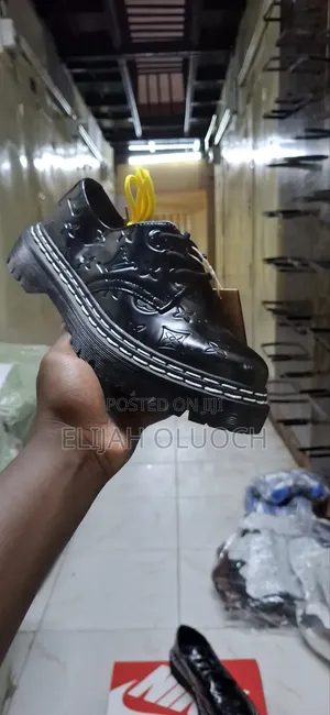 Black Partent Louis Vuitton X Dr Martens Low Cut Leather Shoes