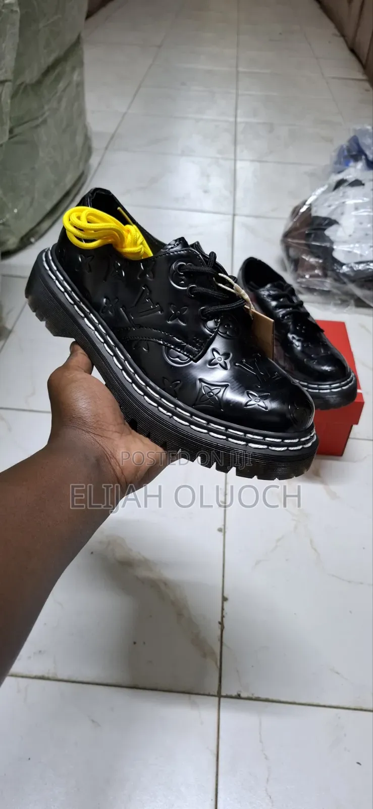 Black Partent Louis Vuitton X Dr Martens Low Cut Leather Shoes