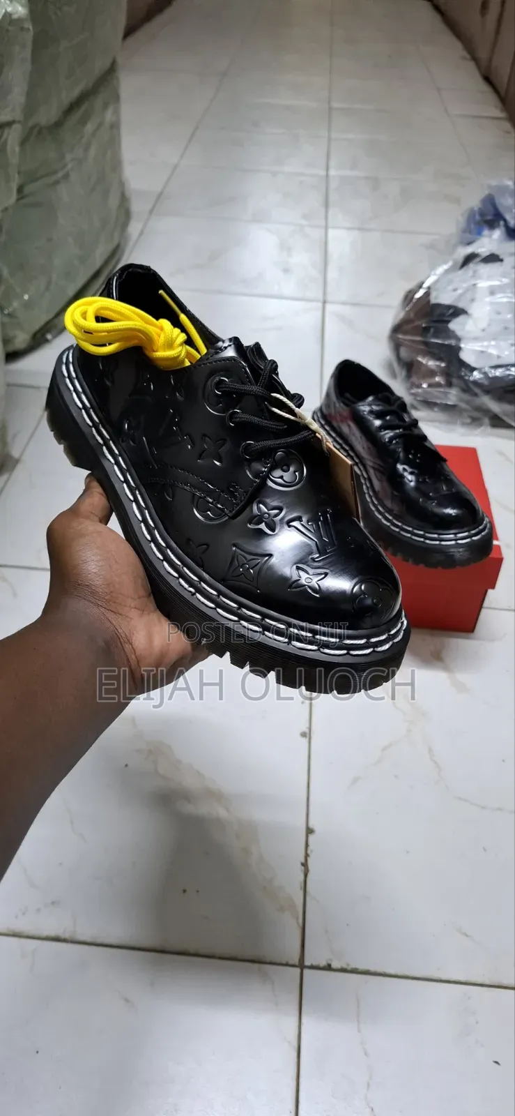 Black Partent Louis Vuitton X Dr Martens Low Cut Leather Shoes