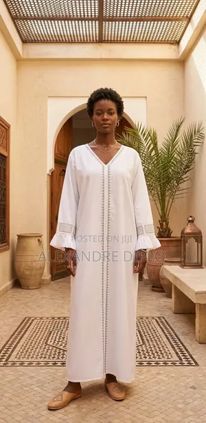 Elegant Embroidered White Kaftan
