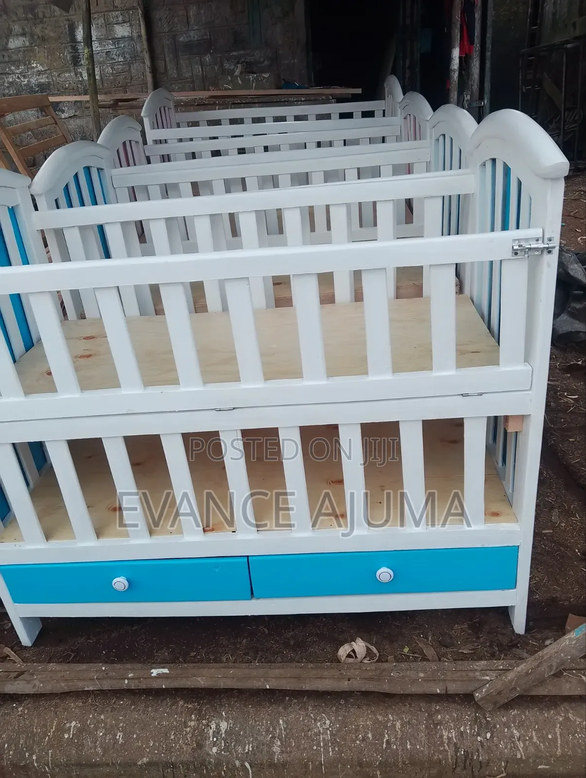 Wooden Beby Cot With Two Levels Different Colors Is Available
