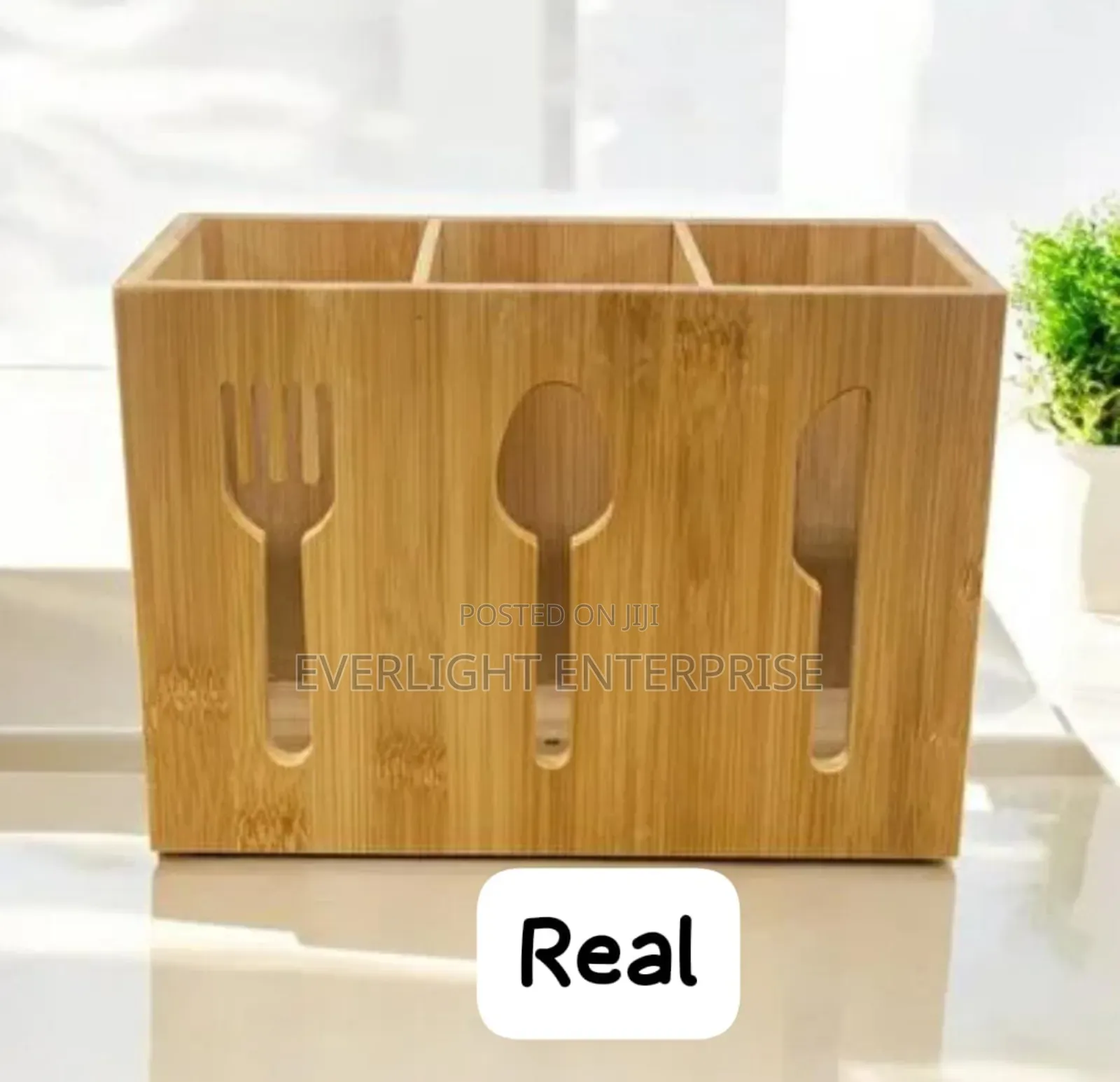 3 Slot Bamboo Cutlery Organizer