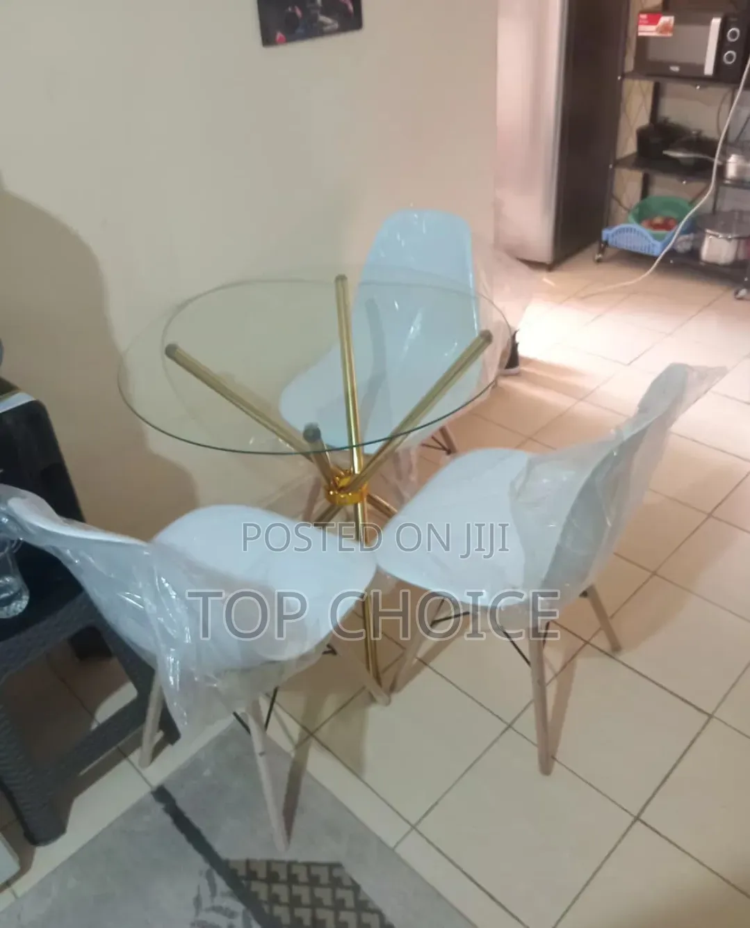 Outdoor Set 3 -Plastic Chairs and Glass Table