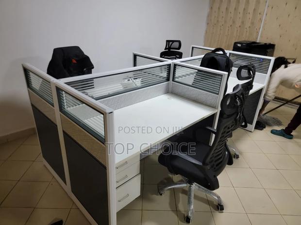 Executive Office Table Set 4- Way Workstations and Chairs - thumbnail 2