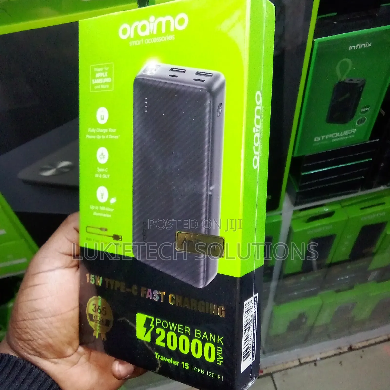 Powerbank Oraimo 20000 Mah Superfast Charging,Free Usb- C Cable