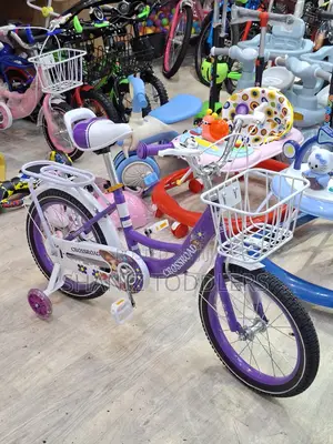 Kids Bicycle Girls Pink/Purple With Training Wheels