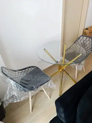 2 Seater Glass Table and Mesh Chair