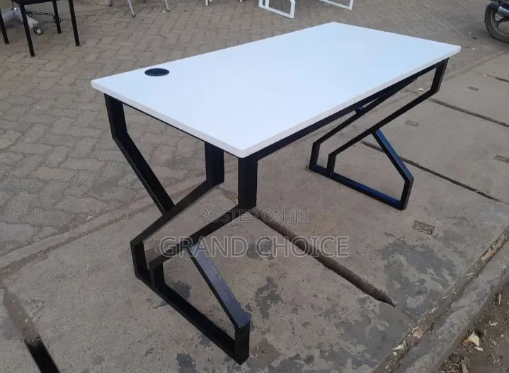 Metallic Study Table With White Top Surface