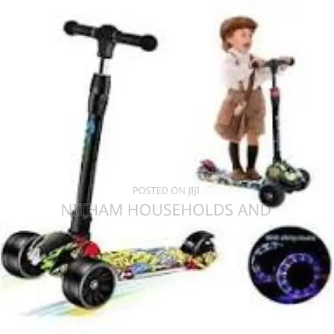 E 3-Wheeled Graffiti Kick Scooters for Kids