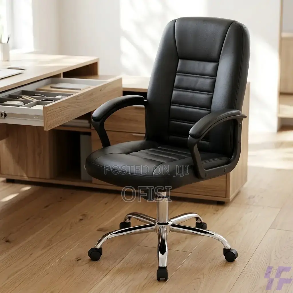 Office Chair; Mid Back Leather Swivel Office Chair
