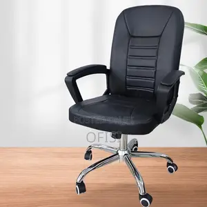 Office Chair; Mid Back Leather Swivel Office Chair