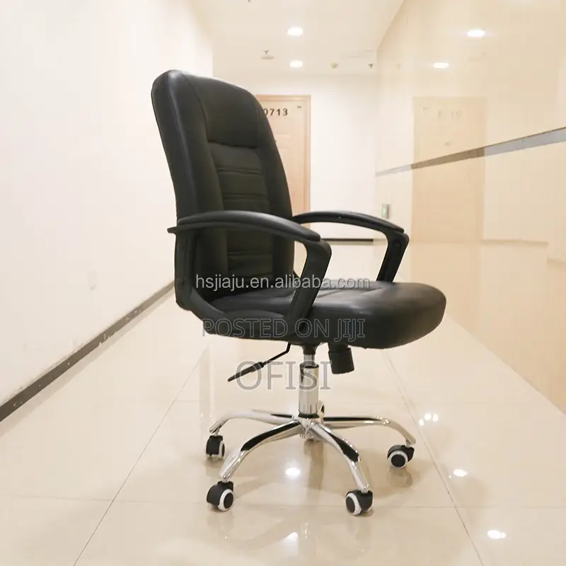 Office Chair; Mid Back Leather Swivel Office Chair