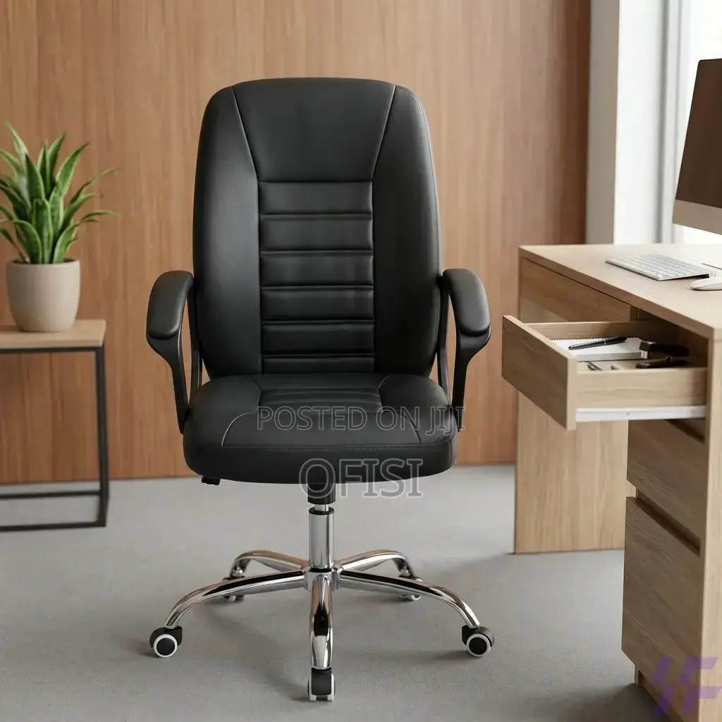 Office Chair; Mid Back Leather Swivel Office Chair