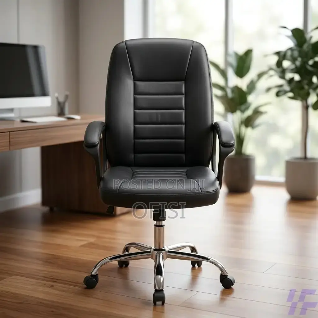 Office Chair; Mid Back Leather Swivel Office Chair