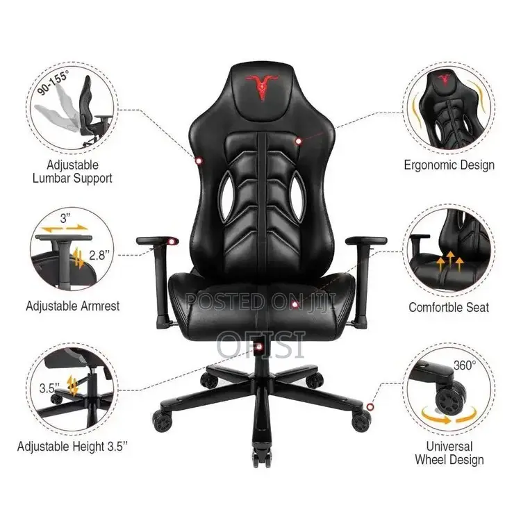 Gaming Chair; Modern Leather Executive Gamer's Gaming Chair