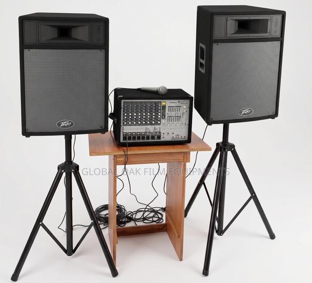 Peavey Pa System 2 Speakers + Phonic Mixer + Stands + Mic Lightly Used