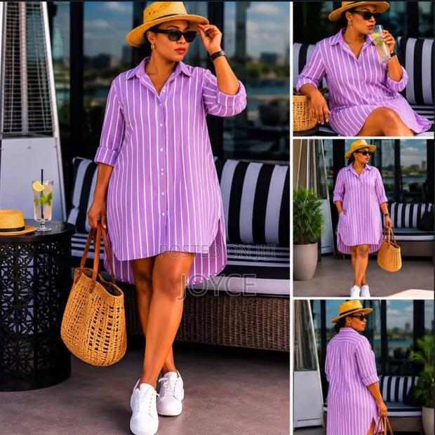 Linen High-Low Shirt Dress - main view