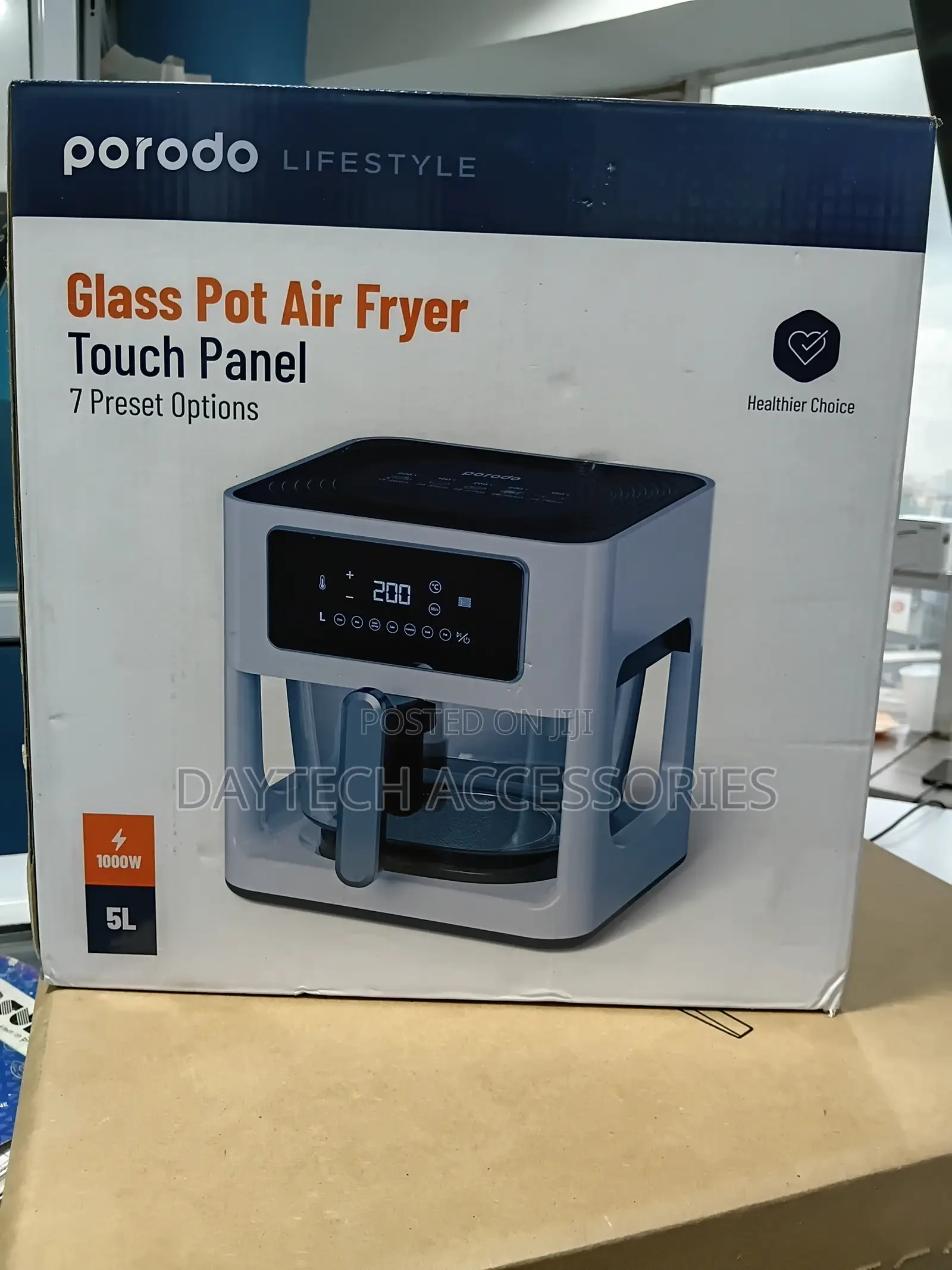 Porodo Lifestyle 5l Glass Pot Air Fryer – White