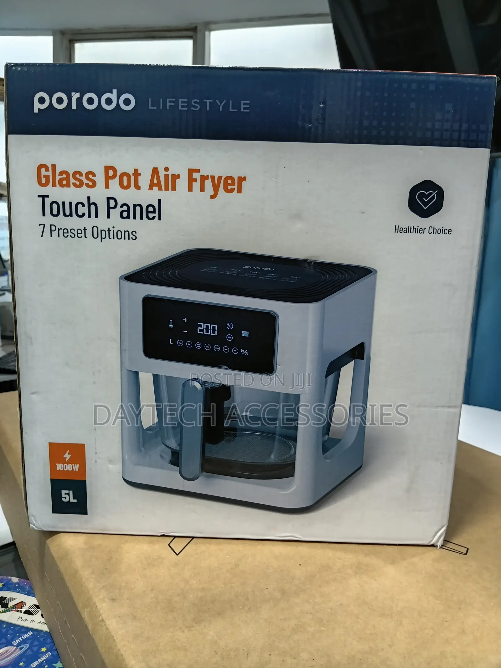 Porodo Lifestyle 5l Glass Pot Air Fryer – White
