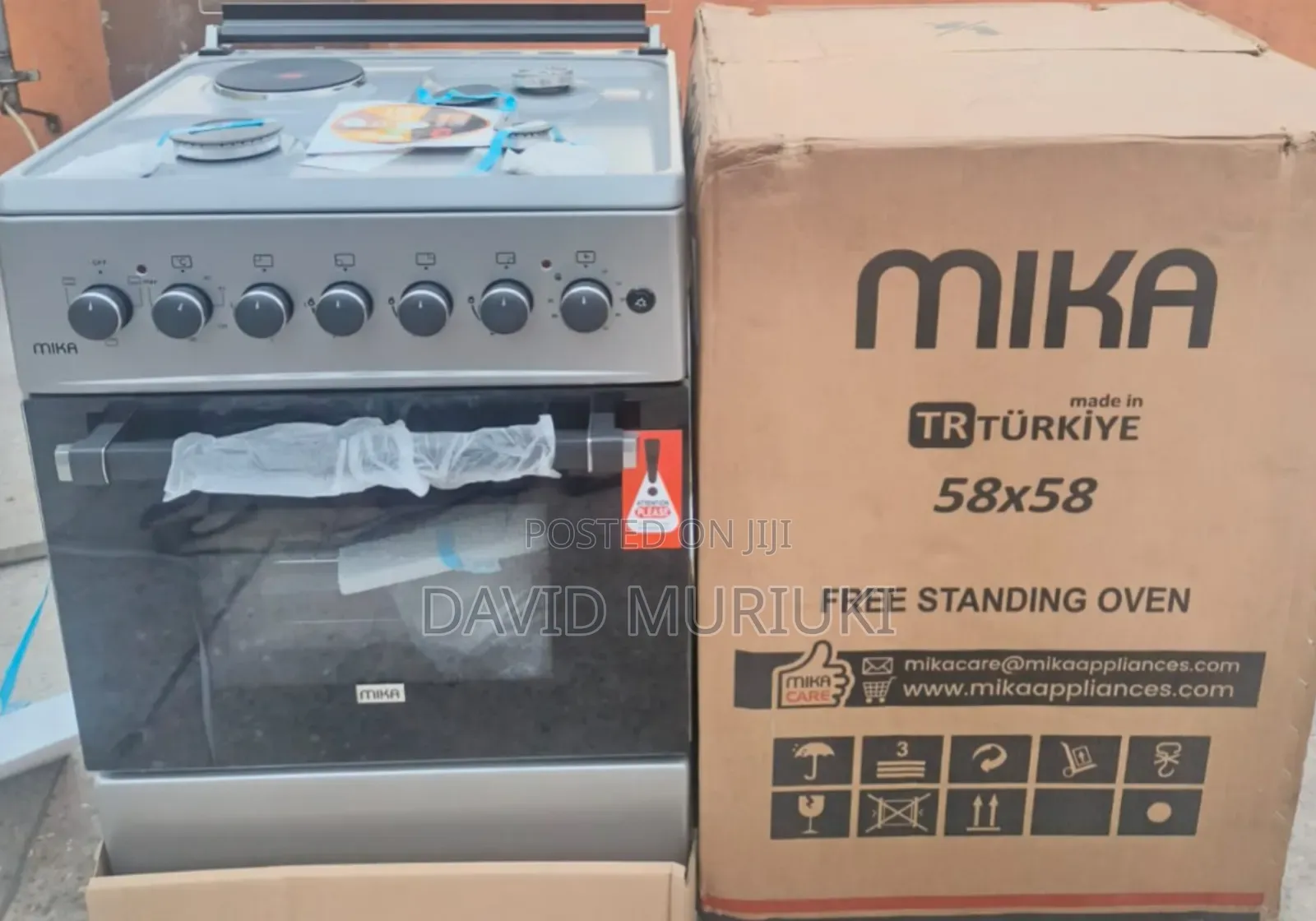 Silver Mika Standing Cooker 58 X 58 3 Gas + 1electric + Electric Oven