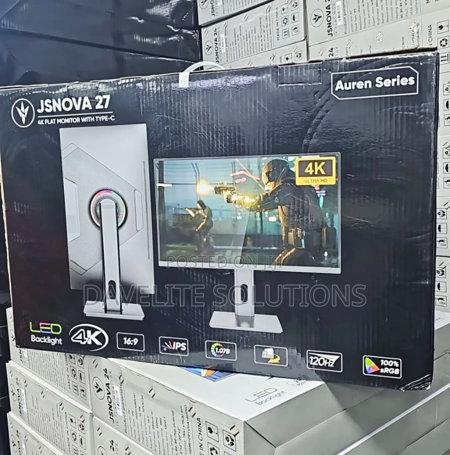 Jsnova 27 Inch Gaming Monitor - 120hz, Hdmi/Dp, Type-C, Ips4k