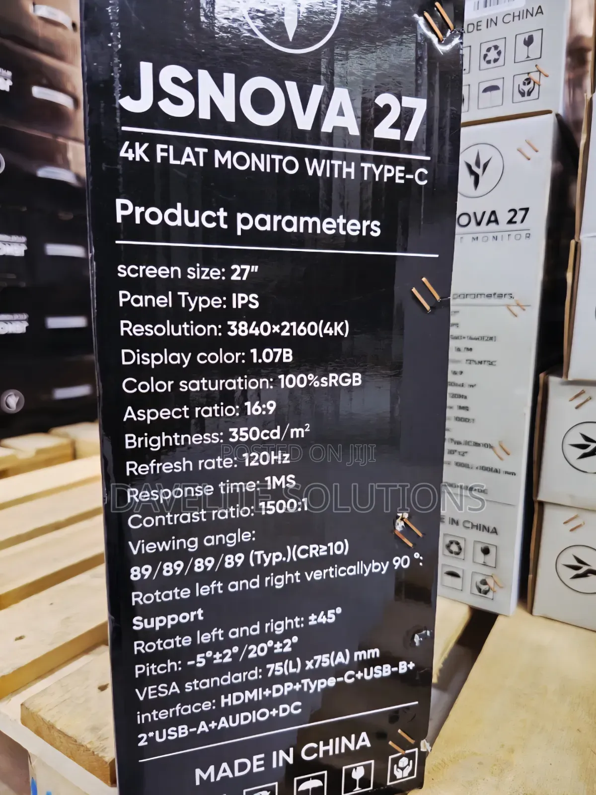 Jsnova 27 Inch Gaming Monitor - 120hz, Hdmi/Dp, Type-C, Ips4k