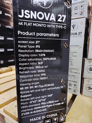 Jsnova 27 Inch Gaming Monitor - 120hz, Hdmi/Dp, Type-C, Ips4k