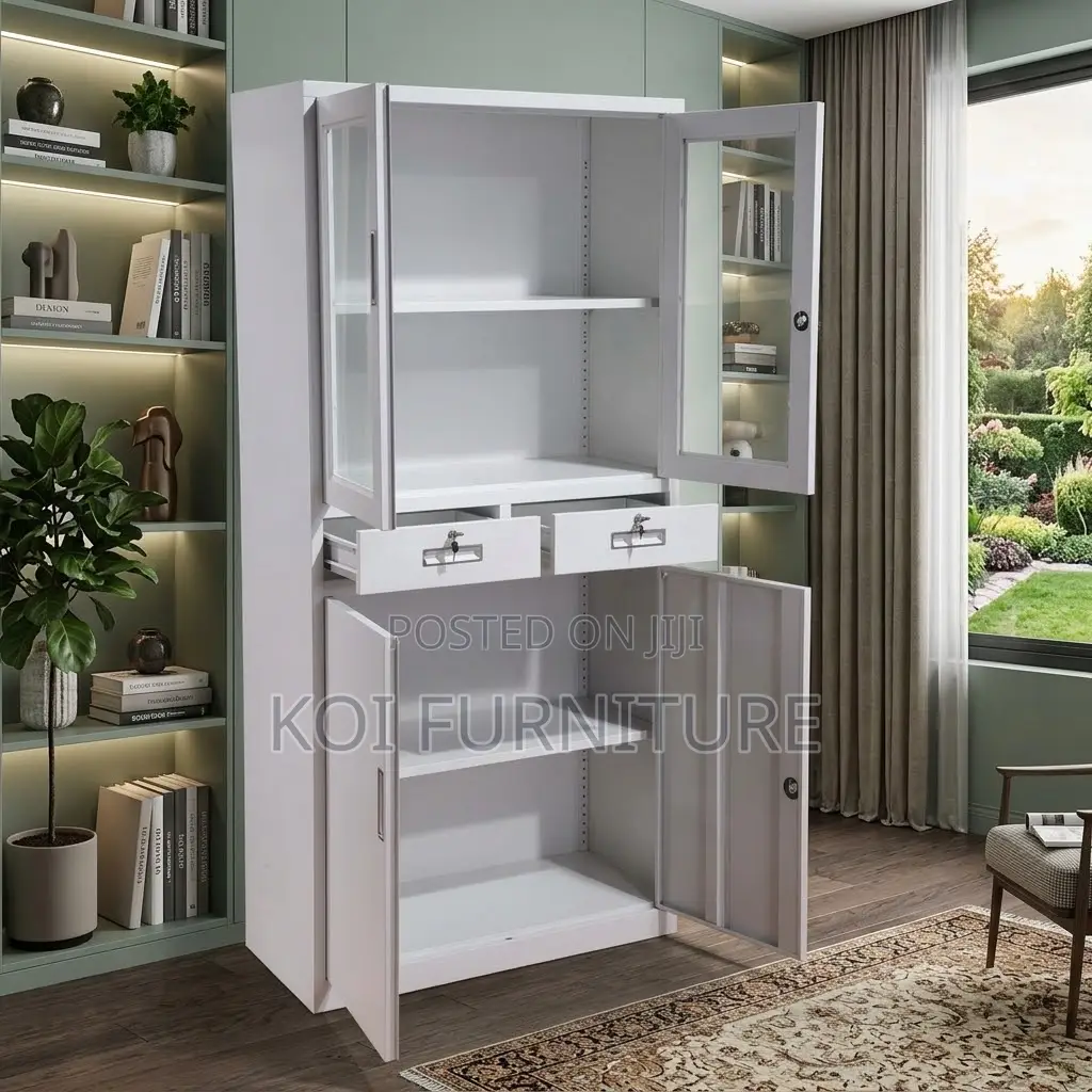 Office Cabinet; Two Doors Steel Gray Office Storage Cabinets
