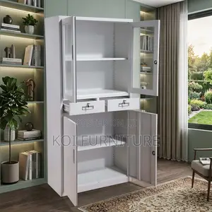 Office Cabinet; Two Doors Steel Gray Office Storage Cabinets