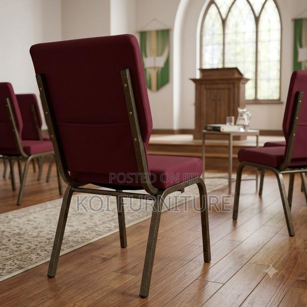 Office Chairs; Armless Red Conferences Church Services Chairs - thumbnail 2