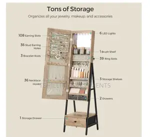Lazava Led Full-Length Mirror Jewellery Cabinet Lazava