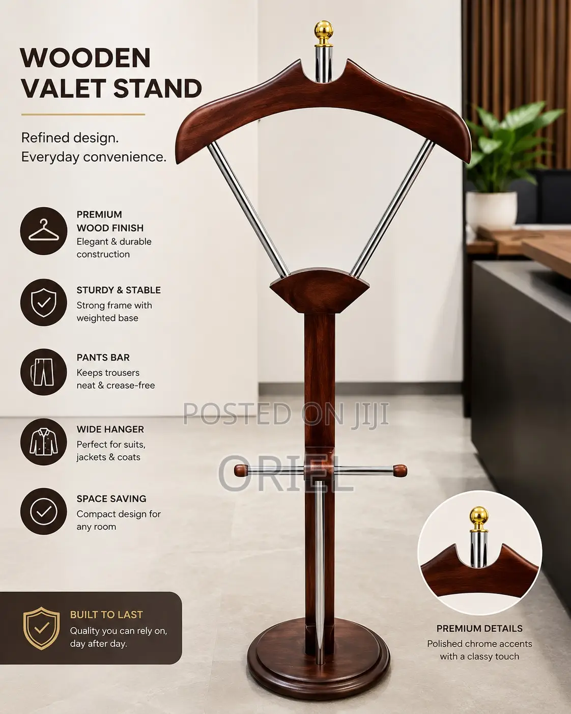 Office Coat Hanger : Executive Mahogany Office Coat Hanger Stand