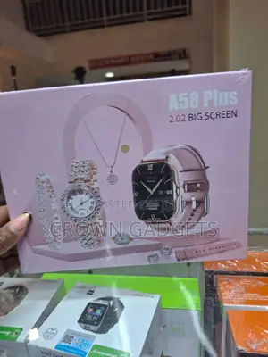 A58 Plus Smart Watch Gift Set With Necklace and Ring