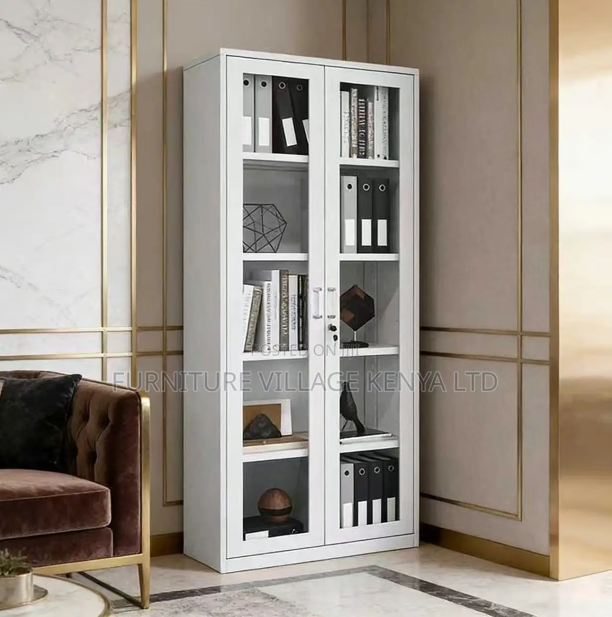 2-Door Glass Made Office Cabinet