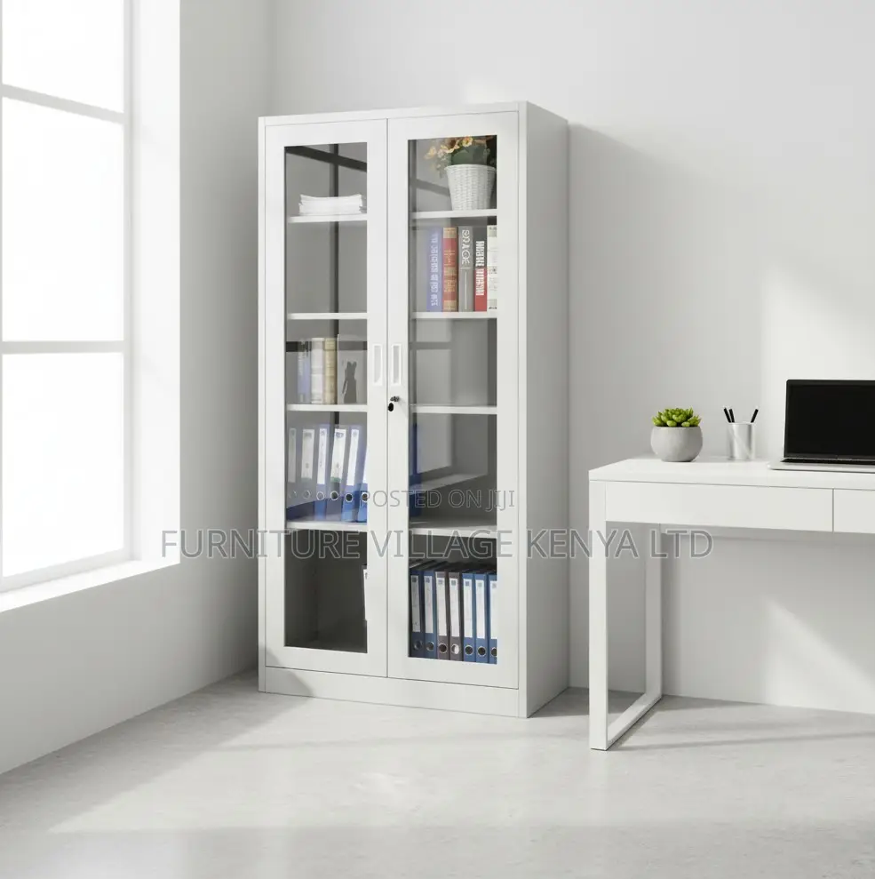 2-Door Glass Made Office Cabinet