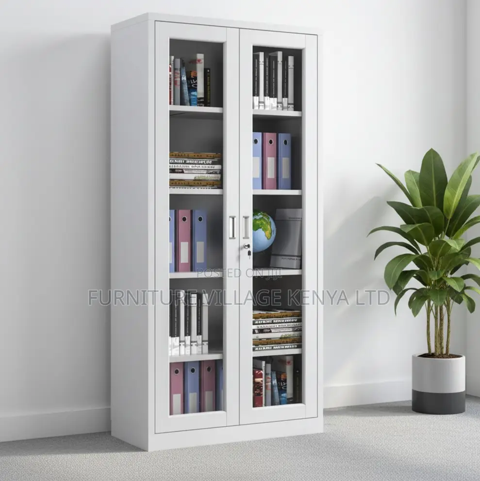 2-Door Glass Made Office Cabinet