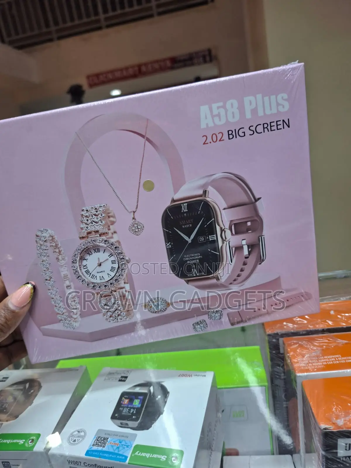 A58 Plus 8 in 1 Smartwatch Jewelry Gift Set for Women