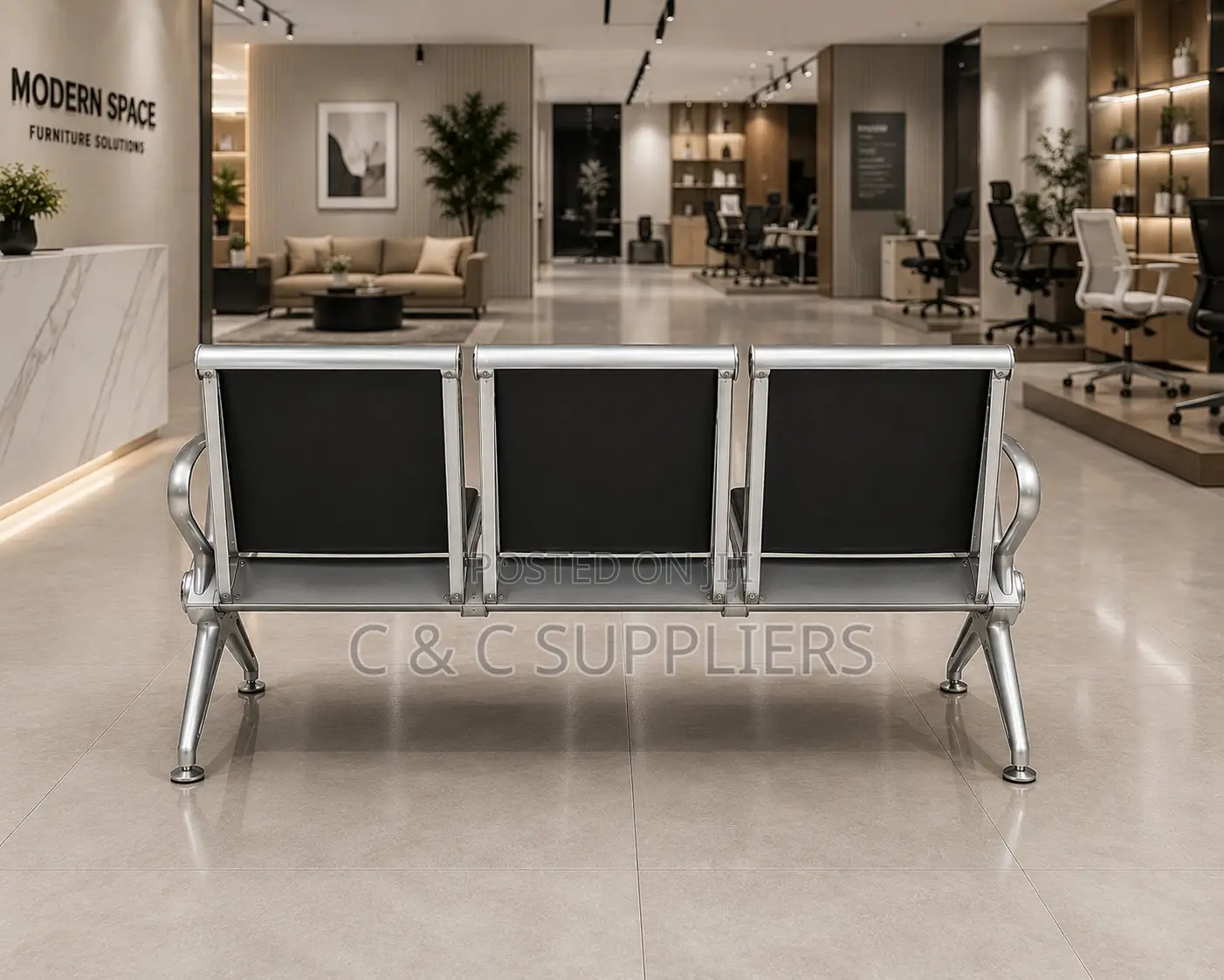 3-Link Black Reception Bench.