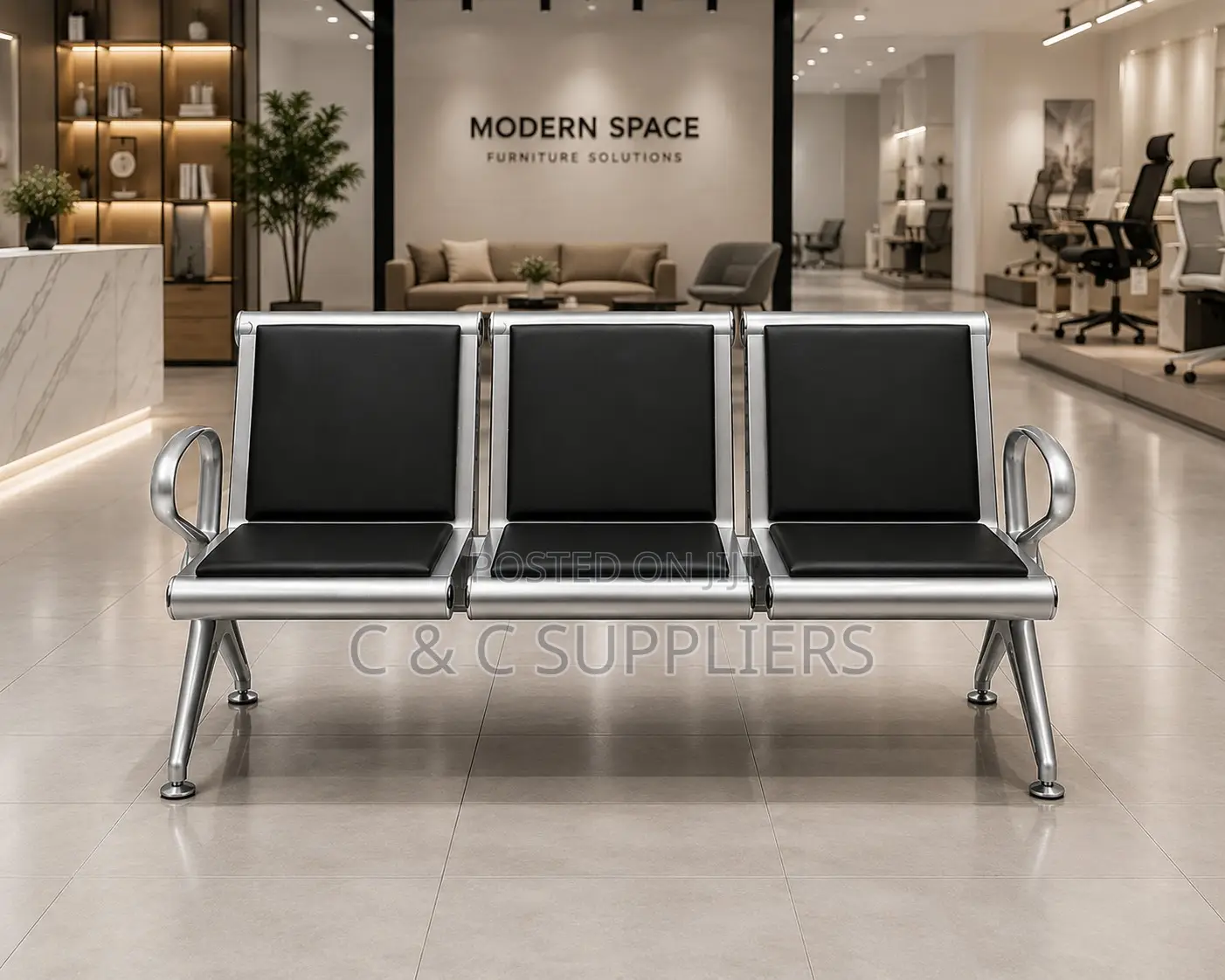 3-Link Black Reception Bench.