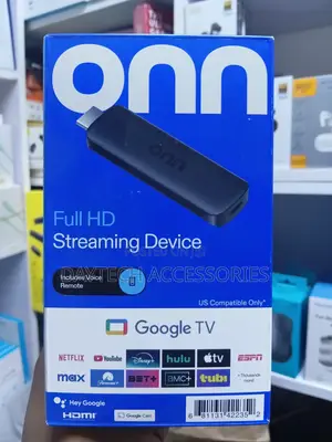 Onn Android Tv FHD Streaming Stick With Remote Control Power Adapter
