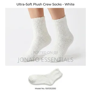 Fluffy Warm Bed Socks for Ladies - White Cozy Towel Socks