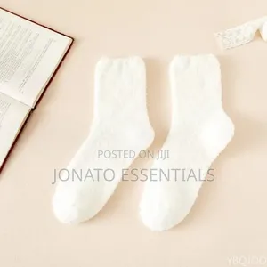 Fluffy Warm Bed Socks for Ladies - White Cozy Towel Socks