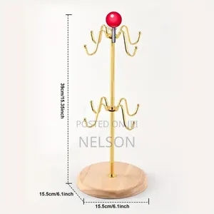 8 Slots Golden Cup Stand On A Bamboo Base
