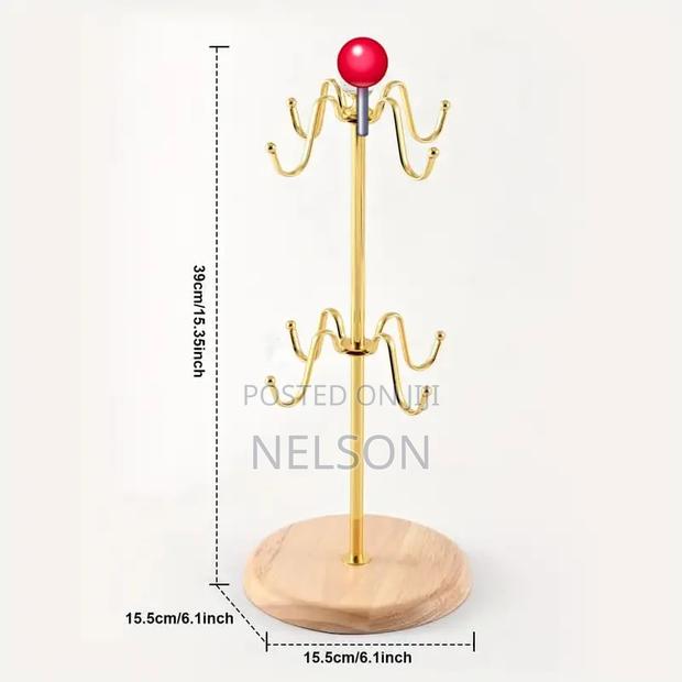 8 Slots Golden Cup Stand On A Bamboo Base - thumbnail 5