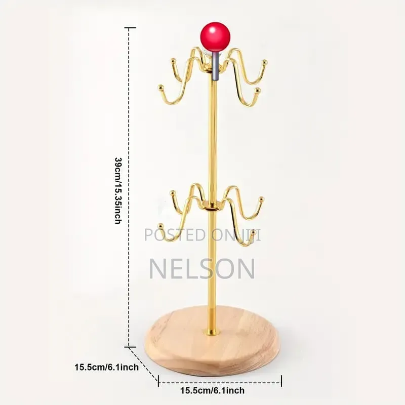 8 Slots Golden Cup Stand On A Bamboo Base
