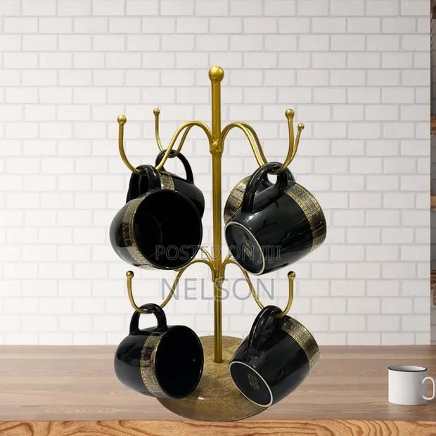 8 Slots Golden Cup Stand On A Bamboo Base - thumbnail 6