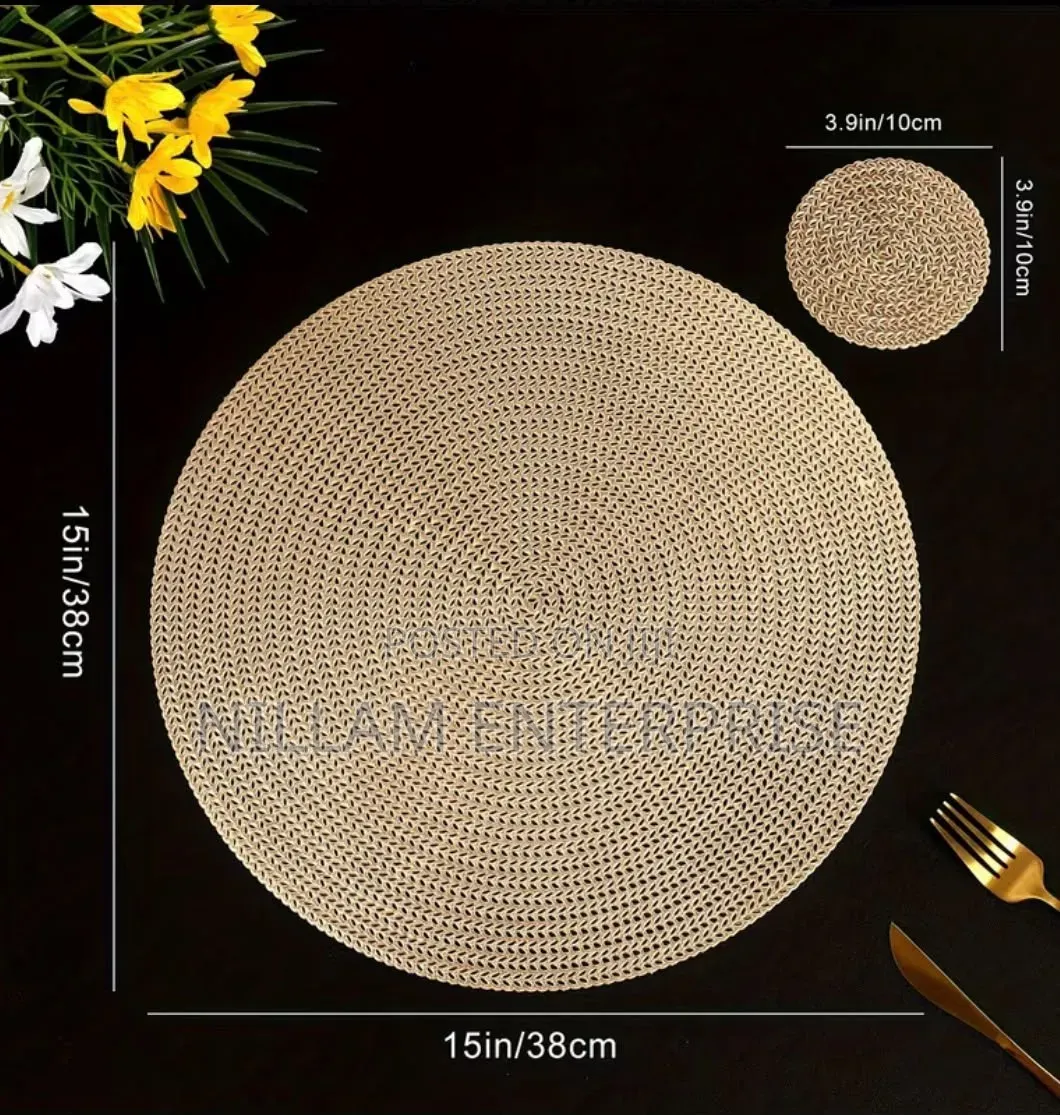 6pcs Gold PVC Non-Woven Table Mats*