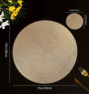 6pcs Gold PVC Non-Woven Table Mats*